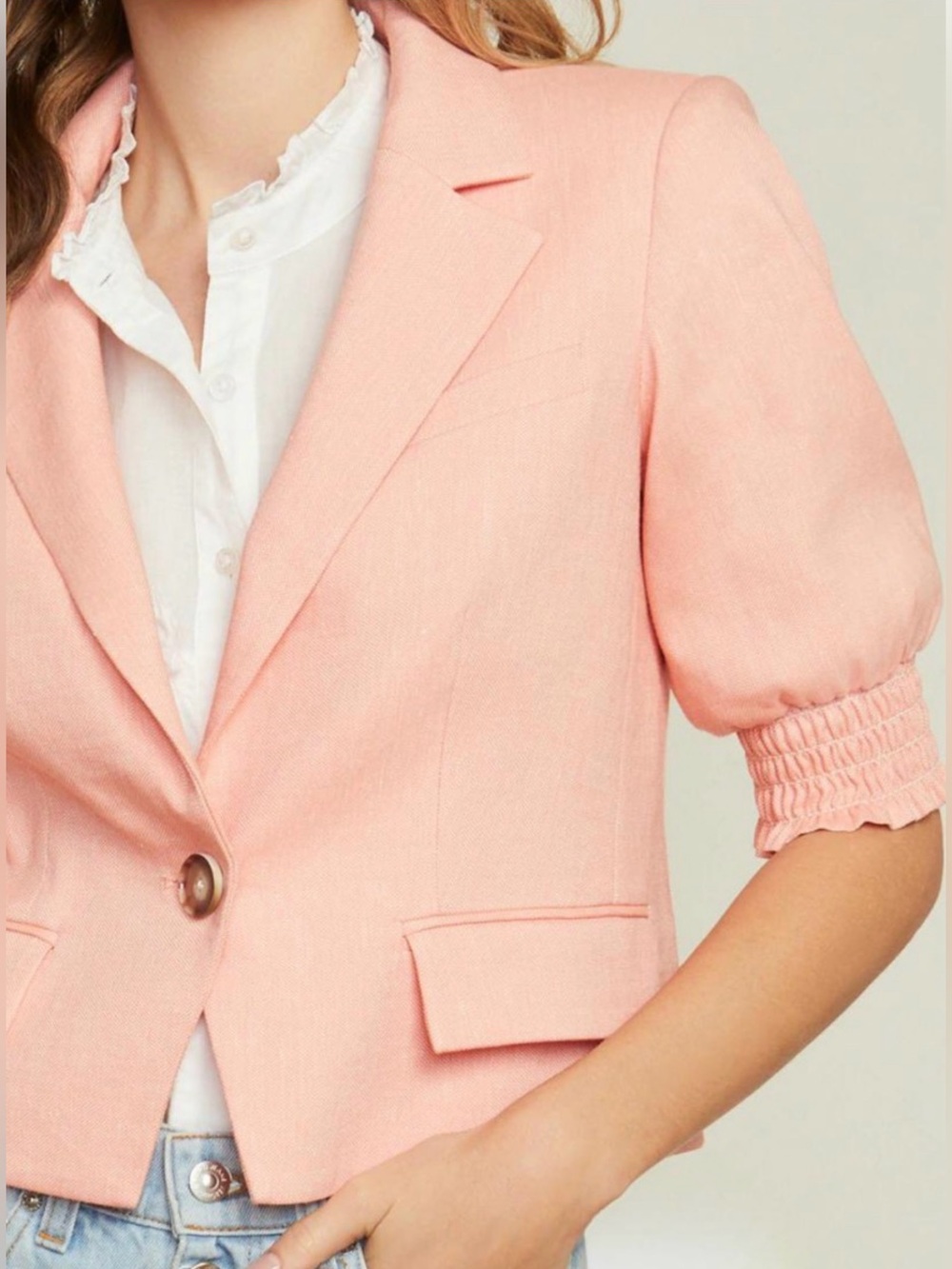 Veronica Beard Coral Pink Cropped Blazer